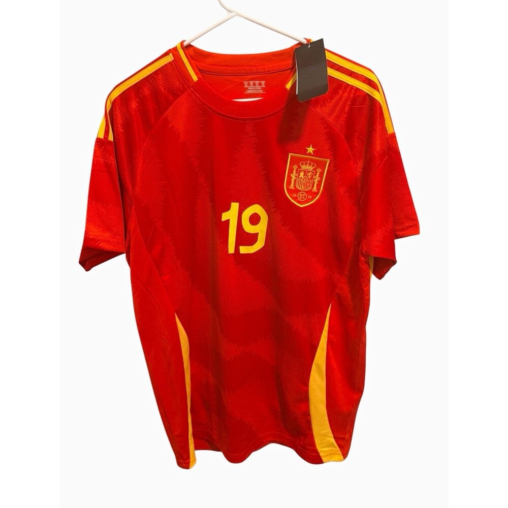adidas Spain Lamine Yamal #19 Soccer Jersey Red/Yellow Unisex Adult XL